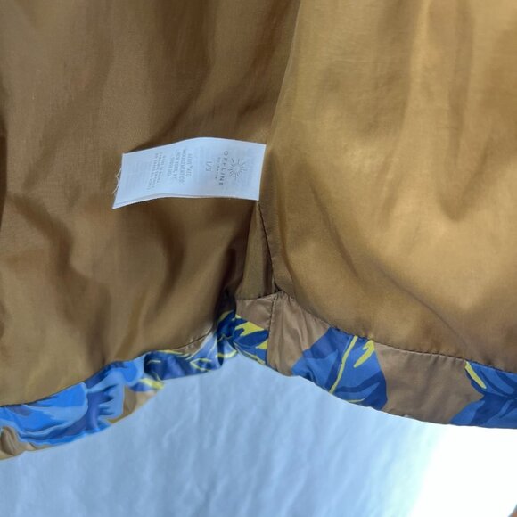 Offline by Aerie Floral Puffer Vest Womens L Full Zip Hooded Quilted Brown Blue - Picture 11 of 13
